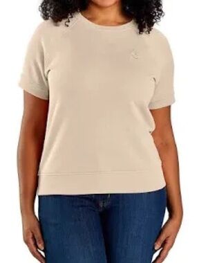Carhartt Relaxed Fit Beige French Terry Cloth Short Sleeve Pullover Size 2X